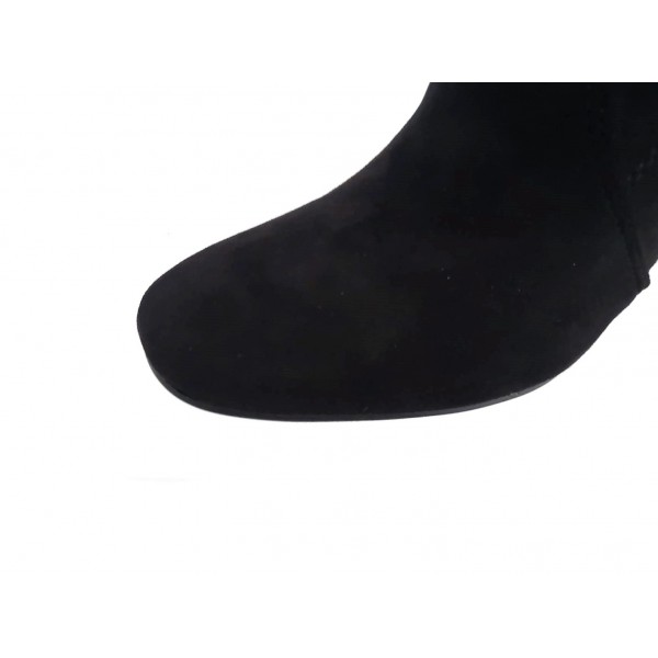 Stivale donna lungo gamba nero tacco doppio trasparente