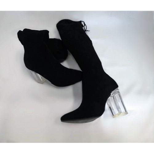 Stivale donna lungo gamba nero tacco...