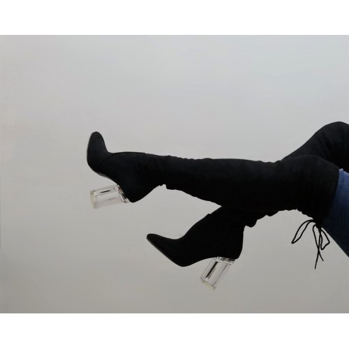 Stivale donna lungo gamba nero tacco...