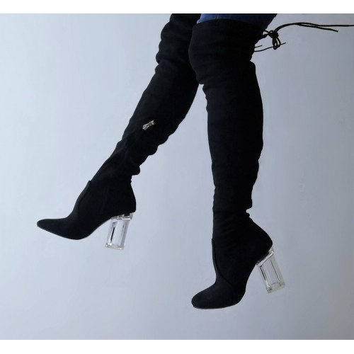 Stivale donna lungo gamba nero tacco...