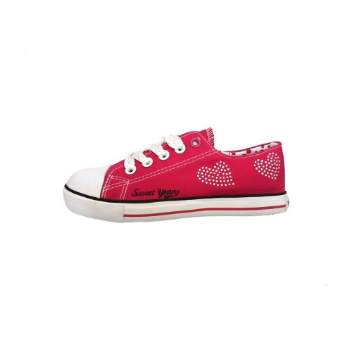 Scarpa bambina canvas sportiva con strappi fuxia Sweet Years