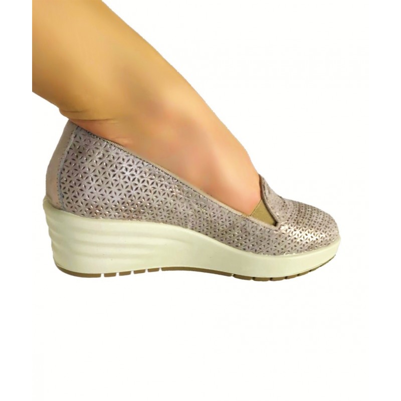 Scarpa donna zeppa vera pelle Enval...