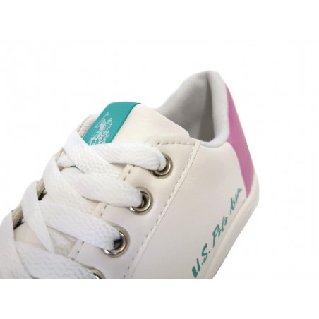 Sneaker bambina U.S. Polo bianche con inserti dorati o fuxia lacci