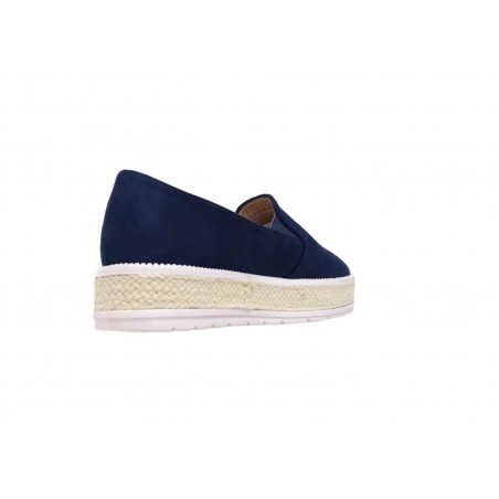 Espadrillas donna zeppa corda blu scamosciato forato