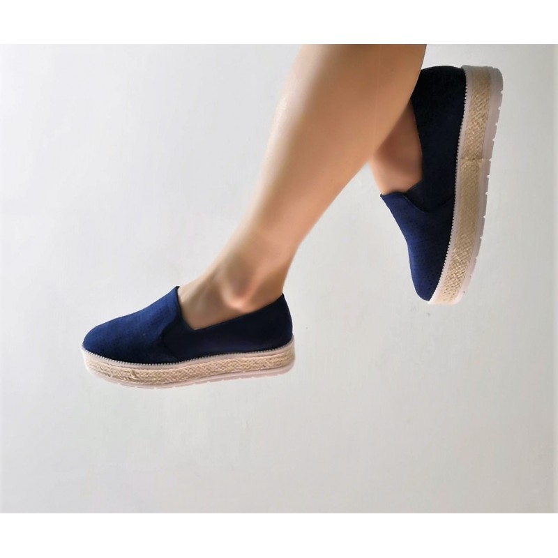 Espadrillas donna zeppa corda blu...