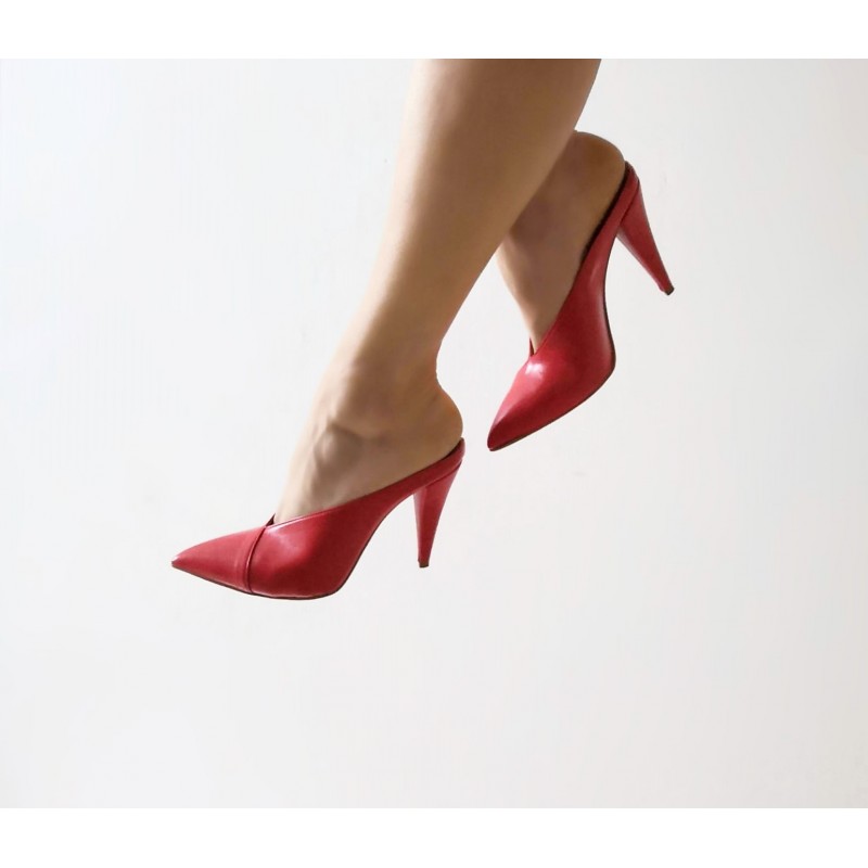 Sabot a punta donna rosso tacco alto...