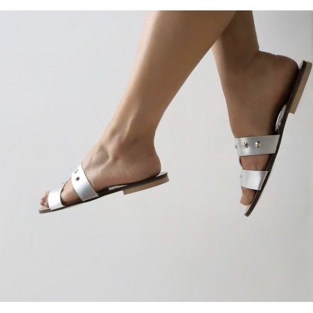 Sandali donna argento modello Capri vero cuoio