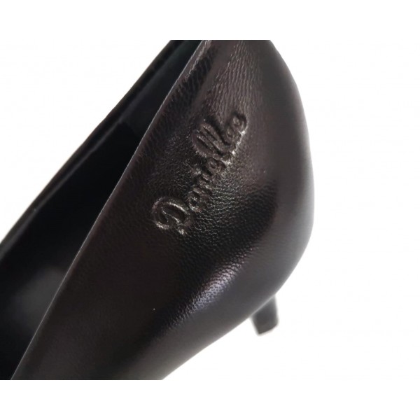 Décolleté donna a punta pelle nero tacco 6 Daniellee Made in Italy