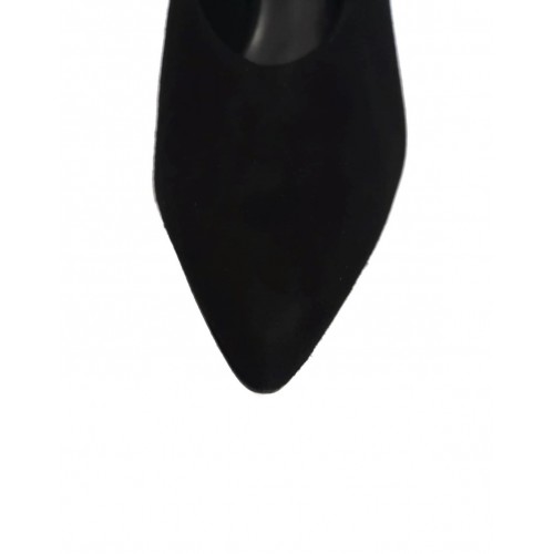 Décolleté a punta camoscio nero tacco...