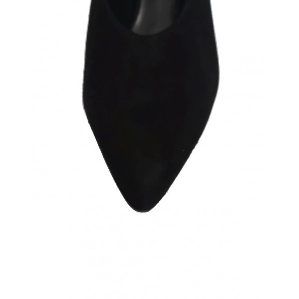 Décolleté a punta camoscio nero tacco 8 Daniellee Made in Italy