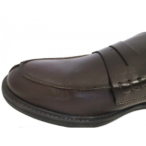 Mocassino college pelle marrone con...
