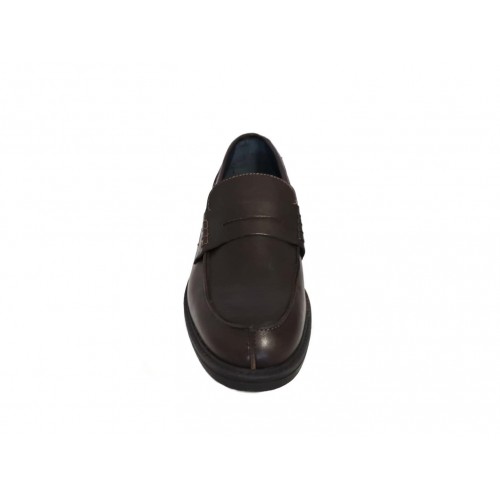 Mocassino college pelle marrone con...