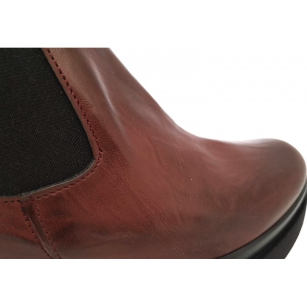 Tronchetto donna pelle bordò fondo alto zeppa