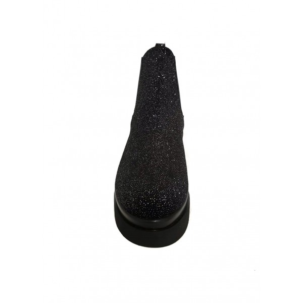 Tronchetto Beatles donna velluto glitter nero zeppa flatform