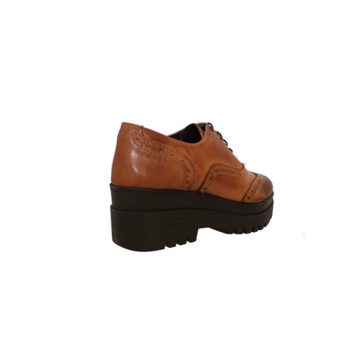 Scarpe donna stringate cuoio con...