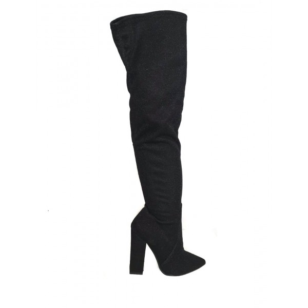 Stivale donna alto gamba elasticizzato nero tacco 12