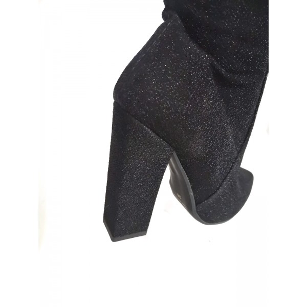 Stivale donna alto gamba elasticizzato nero tacco 12
