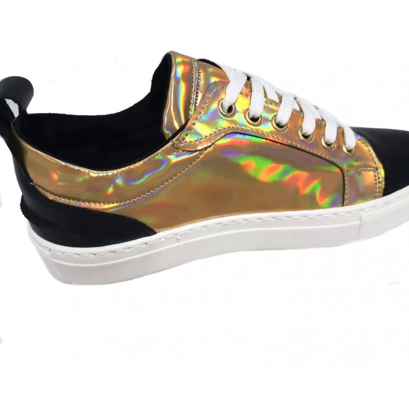 Sneakers donna Esclusive laminato oro...