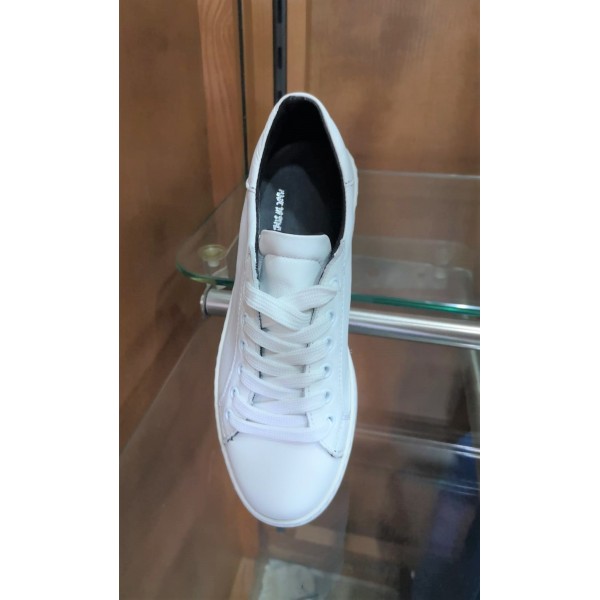 Sneakers donna bianche e nere zeppa flatform 7 centimetri