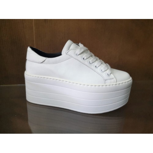 Sneakers donna bianche e nere zeppa...