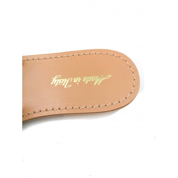 Scalzato donna cuoio Made in Italy fascia nera