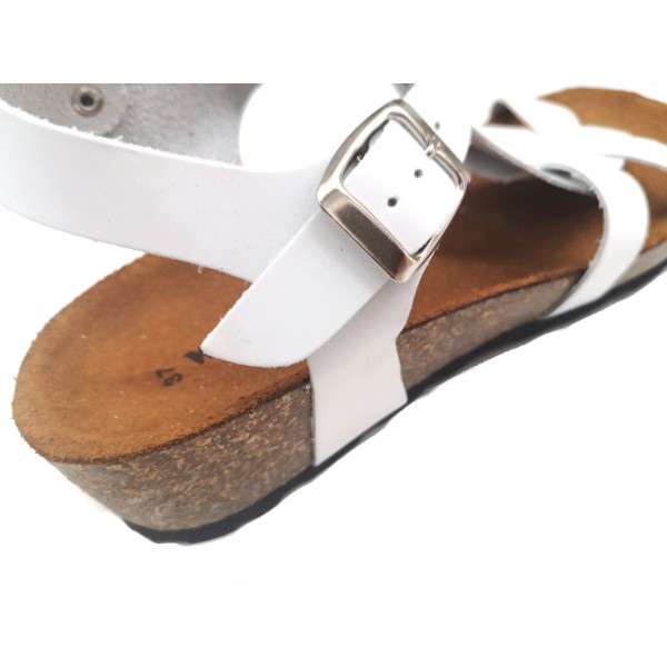 Sandalo basso donna in vera pelle Made in Italy