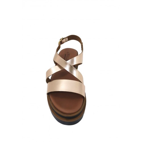 Sandalo vera pelle fasce cipria con...
